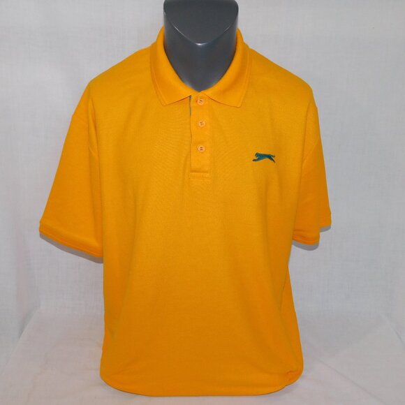 Slazenger Mens 2XL / XXL Orange Green Panther Pique Short sleeve  Polo Shirt - Picture 1 of 10